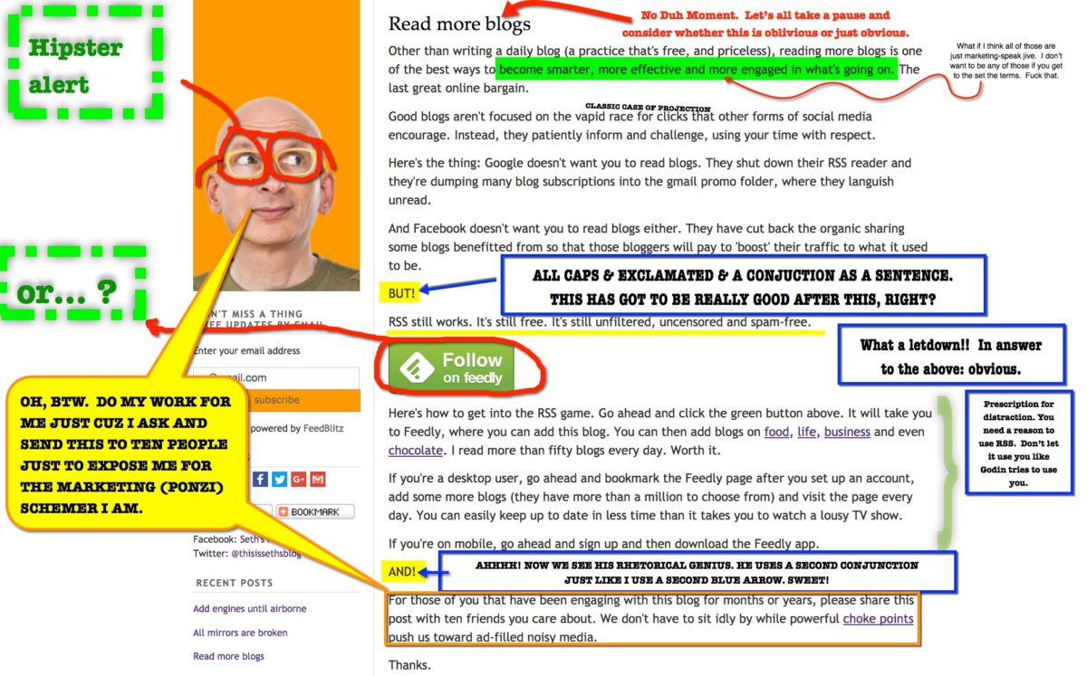 Screenshot of Seth Godin blog post