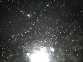 A smartphone flash on phase changed water.